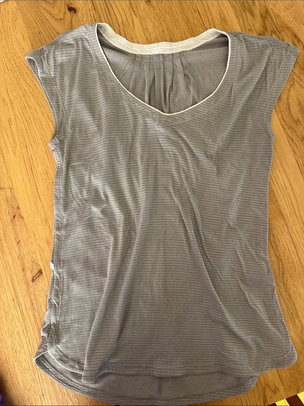 lululemon athletica Heather Gray Striped Scoop-Neck Tank